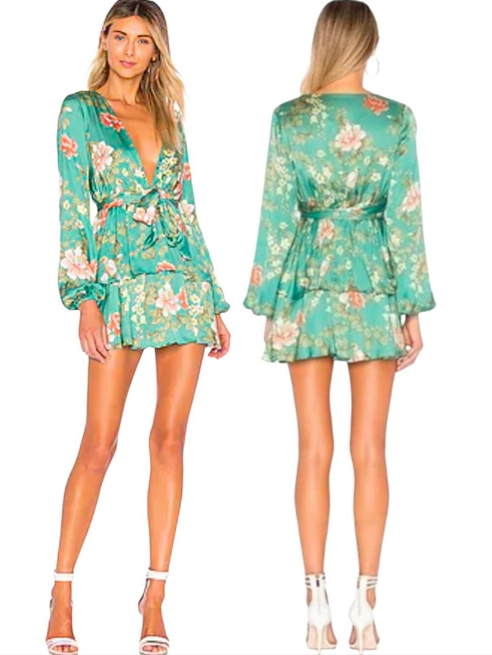 MAJORELLE 'Berkshire' Bird & Floral Print Long Sleeve Mini Dress - Size M